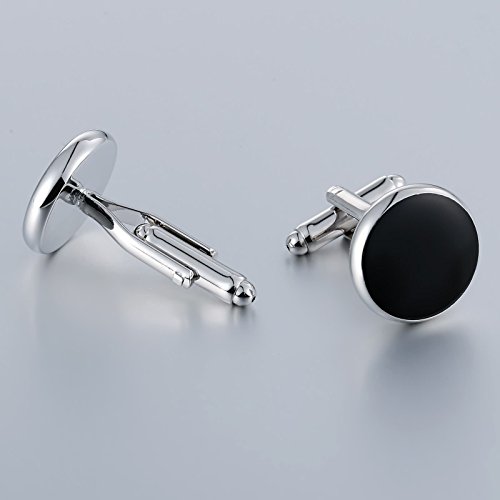 Aienid Mens Cufflinks and Studs for Men, Father of The Bride Cufflinks Set Tuxedo Shirts Bowtie Black