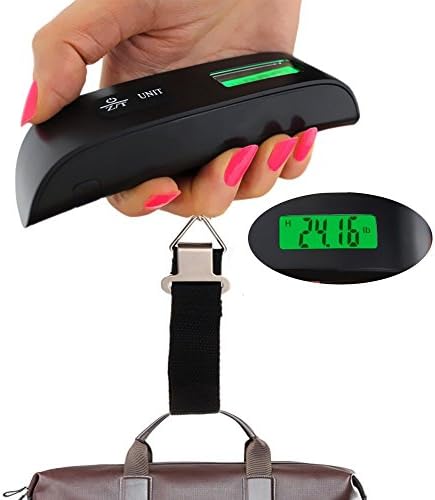 Digital Portable Luggage Hanging Scale with Temperature Sensor and Green Back Light LCD Display--Black RW-TS02