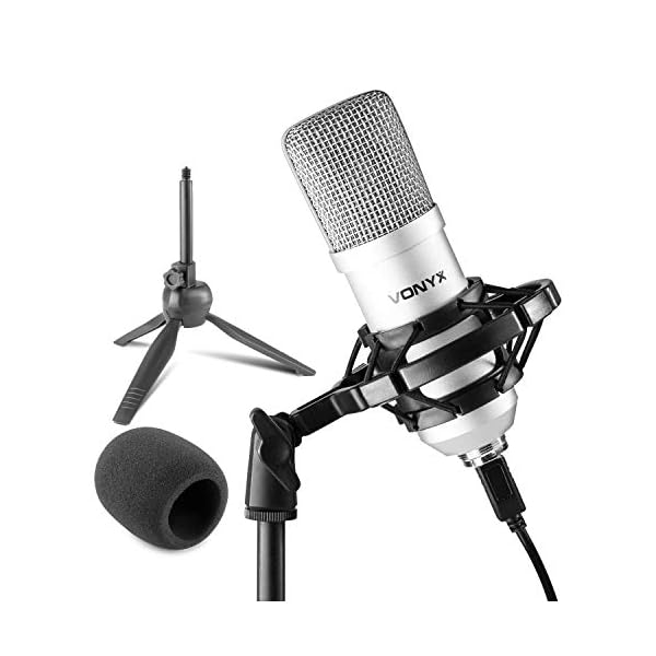 VONYX-CM300S-Condenser-Microphone-Podcast-Broadcasting-USB-Computer-Studio-Kit-with-Mic-Tripod-Stand-Shock-Mount-Silver