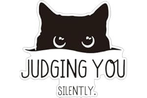 MAKTEM Peeking Curious Black Cat with Words Judging You Silently Car Decal, Unique Humorour Vinyl Decal, Peeking Cat Decal Window Trunk Rear Bumper, Black, 1PC