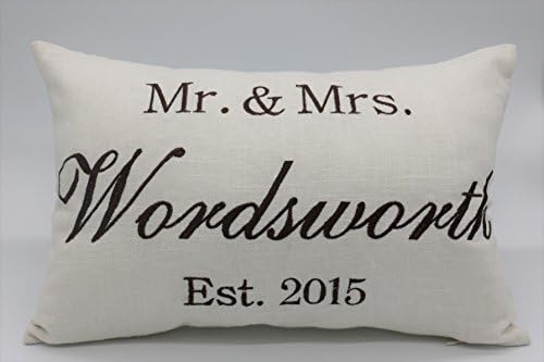 YugTex Pillowcases Embroidered PillowCovers Mr and Mrs Personalized Rustic Lumbar PillowCover, Throw Pillowcase, Gifts for Wedding, Housewarming, Couple , Nursery, Anniversary Gifts, Valentines Gifts