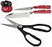 Superior Quality Emeril Lagassee Kitchen Knife Set with Ergonomic Handles, Slice Effortlessly Through Fruit, Meats, Veggies (2 Knives, Scissors, Sharpener (Red))