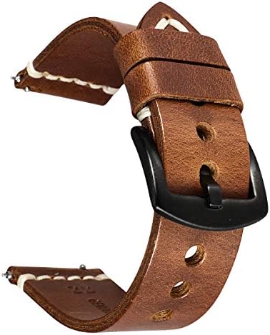 Quick Release Vintage Leather Watch Band 20mm 22mm 24mm, HUAFIY New Retro Discolored Leather Genuine Leather Watch Strap for Men Women
