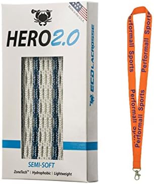 East Coast Dyes Bundle: ECD Lacrosse Hero2.0 Semi-Soft Lacrosse Mesh Striker Royal Blue with 1 Performall Lanyard