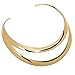Jerollin Two-layers Stainless Steel Silver Statement Open Choker Bib Necklace Gold