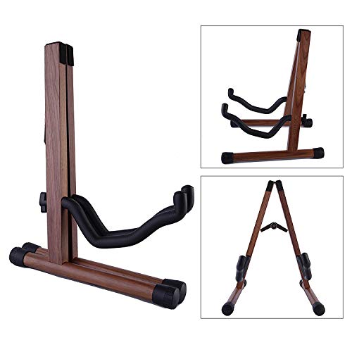 PlutuX Black Walnut Guitar Stand Acoustic Guitar Stand Folding A-Frame Electric Guitar Stand Floor Instrument Wooden Stand Classical Safe Stand Bass Guitars Hard Wood Holder