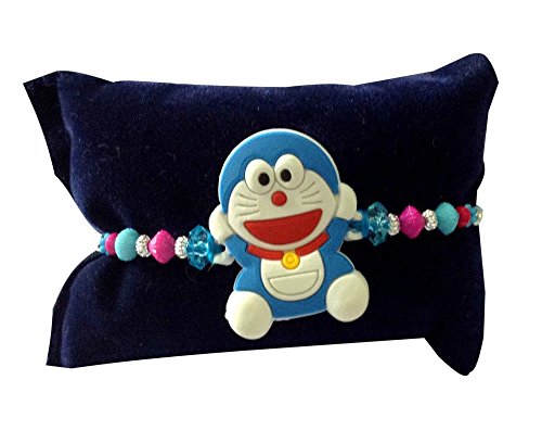 kids rakhi - unique arts cute doraemon rubbered kids rakhi - uakdr01