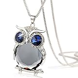 TOPUNDER Women Owl Pendant Diamond Sweater Chain Long Necklace Jewelry by
