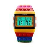 AMPM24 LCD Digital Alarm Lady Men Block Constructor Stopwatch Sport Rubber Watch LED091