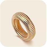 Zinzin 18k Gold Plated Ribbed Chunky Dome Ring, Minimalist Versatile Ring Fashionable Stacking Rings for Women and Men Jewelry Size 6 to 8