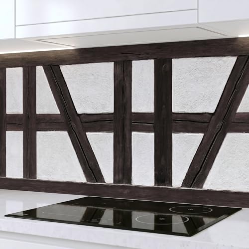 Rodnik Küchenrückwand robuste ABS-Kunststoff Platte Monolith in Deluxe Qualität, Direktdruck. MOTIVAUSWAHL (Fachwerkwand, 60x200 cm)