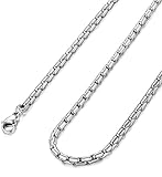 Gelmushta 3mm Stainless Steel Mens Womens Necklace Chain Link Rolo 16-36 Inch