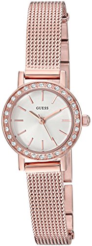 GUESS Women's Stainless Steel Crystal Mesh Bracelet Watch, Color: Rose Gold-Tone (Model: U0954L3)