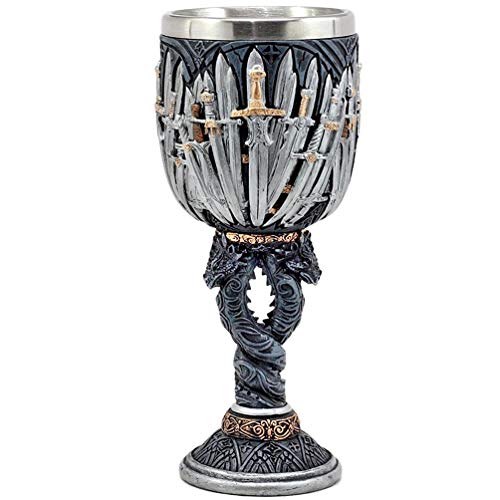 Medieval GOT Swords Wine Goblet D&D Game Dragon Collectible Iron Throne Chalice Cup Merchandise Drinking Vessel with Drip Ring