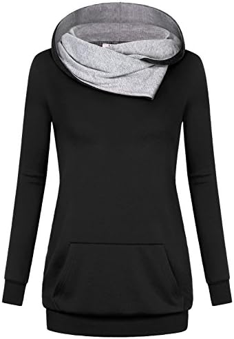 Womens Long Sleeve Pullover Hoodie Tunic Sweatshirts with Kangaroo Pocket