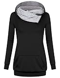 Miusey Women's Cowl Neck Casual Long Sleeve Hoodie Pullover Sweatshirt with Kangaroo Pocket