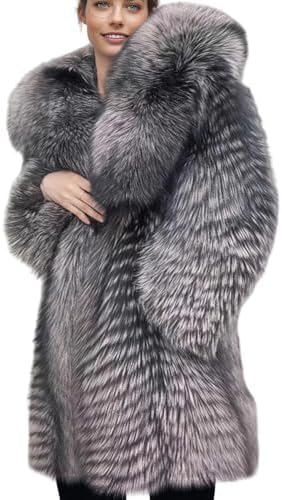 OFURTEBUY Women's Genuine Fox Fur Coat Thick Warm Fur Jacket