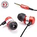 GOgroove Earbud Headphones with Deep Bass & Comfortable Ear Gel Tips (Red) - In Ear Earphones Featuring Noise Isolating Design, Durable Alloy Driver Housing, & Ergonomic Angled Stay-In Fit