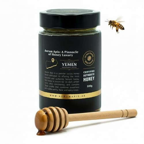 Aurum Apis Raw 100% Organic Honey Yemeni Sidr, Unfiltered Raw Honey, Hand Harvested | Non-GMO | Rich Nutrients | Natural Energy Source | Daily Wellness | Healthy Gift - 500g
