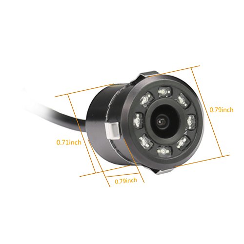 Vehicle Backup Camera,RAAYOO L003 Night Version Flush Mount Car Reverse Parking Camera Cam with 8 Infrared led,12V power system
