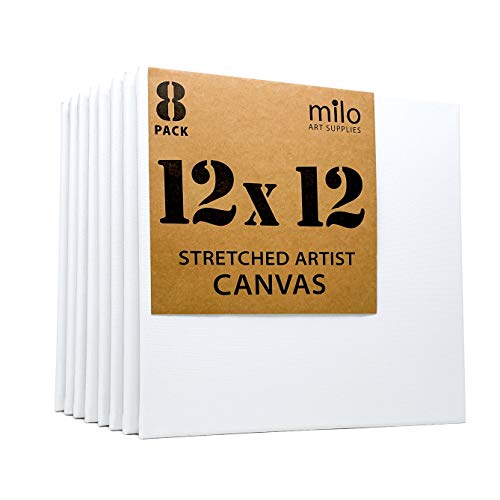 milo Stretched Artist Canvas 12x12 inch Value Pack of 8 Canvases