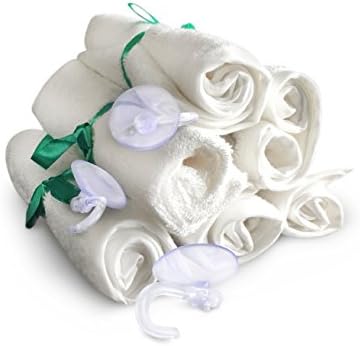 6 ULTRA SOFT Baby Bath Washcloths + 3 HOOKS, 100% Natural Bamboo Towels, No-Dyes, Perfect Gift for Sensitive Baby Skin, 6 Pack 10"x10"