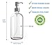 Soap Dispensers Bottles 16 oz w/ Stainless Steel Pump (2 Pack) Empty Refillable Round Clear Glass Pump Bottles, Bathroom & Kitchen Countertop Soap Dispensers, FREE Extra Pump & Magic Sponge included
