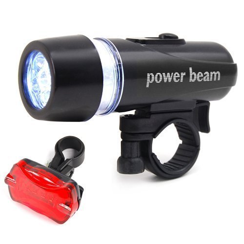 Accessotech Waterproof Bright 5 LED Bike Bicycle Head & Rear Lights Light 6 Modes Wide Beam