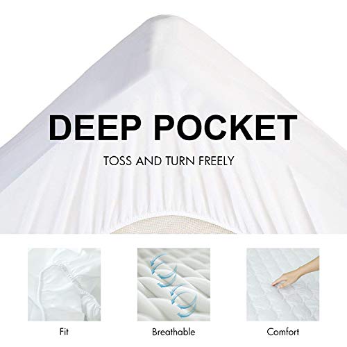 HOMFY Quilted Mattress Pad Queen, Cotton Mattress Cover with Deep