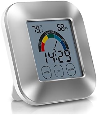 Indoor Home Kitchen Thermometer Indoor Digital LCD Hygrometer Temperature Humidity Meter Clock Silver