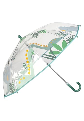 Sterntaler Parapluie Dino Rexi - Pour enfant - Avec fermeture Velcro et poignée semi-circulaire - Transparent - Avec imprimé dinosaure, multicolore