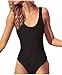 Lukitty Women's One Piece High Cut Backless Swimsuits Bathing Suits Swimwear XL Black