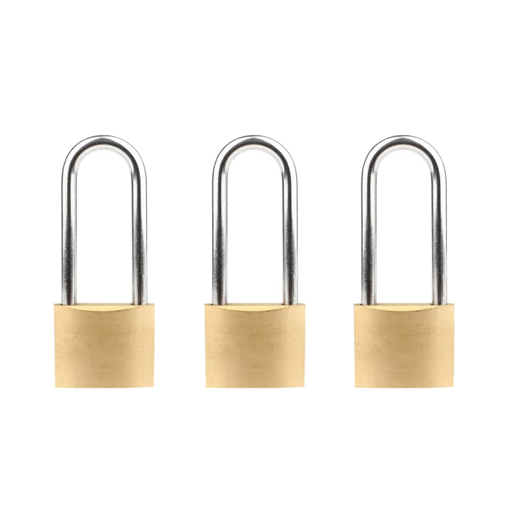 3PCS Brass Padlock with Keys, Heavy Duty Keyed Padlocks Travel Luggage Padlocks for Gym Locker Garage Door School-50mm/ Large