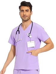 COZYFIT Scrub Top for Men - Stretch V-Neck Scrubs