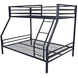 Novogratz Maxwell Twin/Full Metal Bunk Bed, Sturdy Metal Frame with Ladder and Safety Rails, Navy Blue