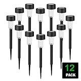 SURSUN 12 Pack Solar Powered Garden Waterproof Pathway, Outdoor Landscape Lighting for Lawn/Patio/Yard/Walkway/Driveway, Black