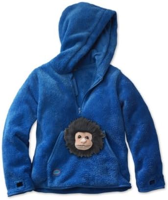 HoodiePet Childrens Kids fleece hoodie sweatshirt with fun interchangeable plush stuffed animal ape toy puppet-Blue -7-8