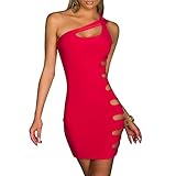 iecool Women's Sexy Flirty One Shoulder Clubwear Disco Gogo Cut Out Bandage Dress