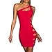 iecool Women's Sexy Flirty One Shoulder Clubwear Disco Gogo Cut Out Bandage Dress