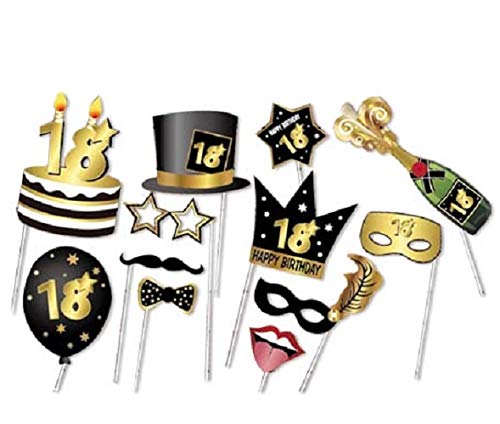 Party Photo Accessories 18 Years 12 pcs - 18th Birthday Party
