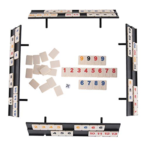 Tocebe 106 Rummy Tiles Game - Travel Games Rummy Board Game Rummy Set with Aluminum Case & 4 Anti-Skid Durable Trays