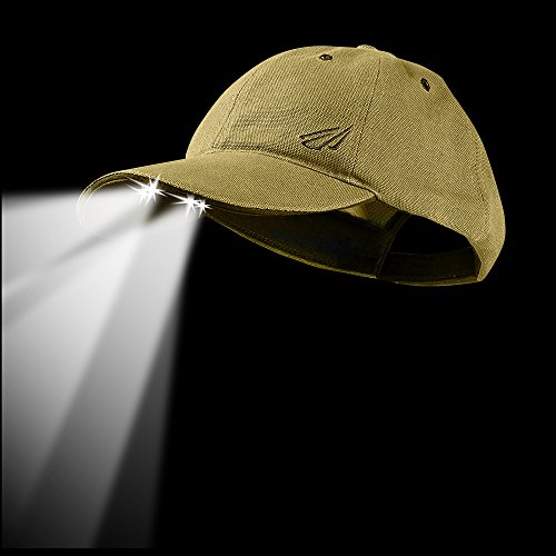 POWERCAP LED Hat 25/10 Ultra-Bright Hands Free Lighted Battery Powered Headlamp - Khaki Unstructred Canvas (CUB4-0586)
