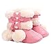 Voberry Baby Toddler Girls Knit Soft Winter Warm Snow Boot Fur Trimmed Pom Pom Boots (0~6M, Watermelon Red)