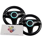 2 Pack Mario Kart 8 Gaming Steering Wheel for Nintendo Wii Console, Racing Games Wheel for Wii (U) Remote Controller Bomb Bla