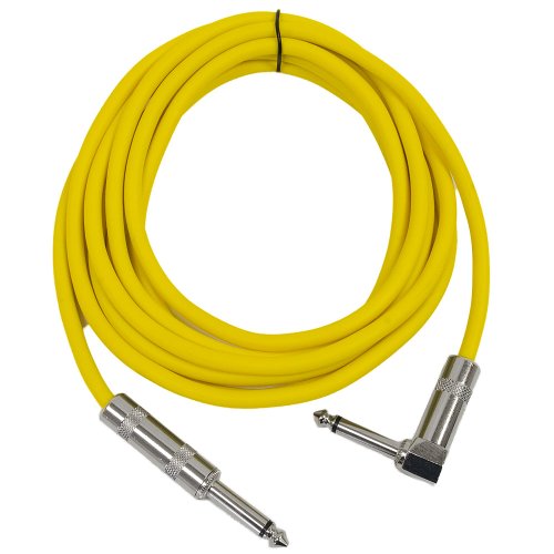 Seismic Audio SAGC10R-Yellow 10-Feet TS 1/4-Inch to 1/4-Inch Right Angle TS Guitar Cables, Yellow