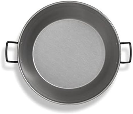 La Valenciana 40 cm Polished Steel Frying Pan with 2 Handles, Black by La Valenciana
