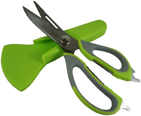 Chefs Gizmos Kitchen Shears - Multifunction Stainless Steel Scissors with Magnetic Holder Come Apart for Easy Cleaning Are Best for Cutting, Slicing, Peeling, Opening Bottles, Cracking Nuts, and More