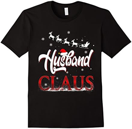 Mens Husband Claus Matching Family Christmas Santa Tshirt 2XL Black
