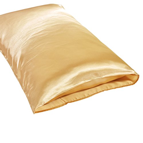 image for Highdeer Gold Silk Satin Pillowcase for Hair and Skin, 2 Pack King Siz