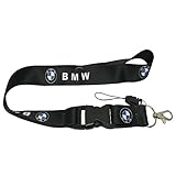 AJade BMW Design Keychain Key Chain Black Lanyard Double Sided Print Clip Quick Release Buckle